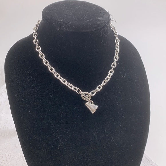 Silver Choker Link necklace Cheerleading Megaphone charm 16” - Picture 2 of 11